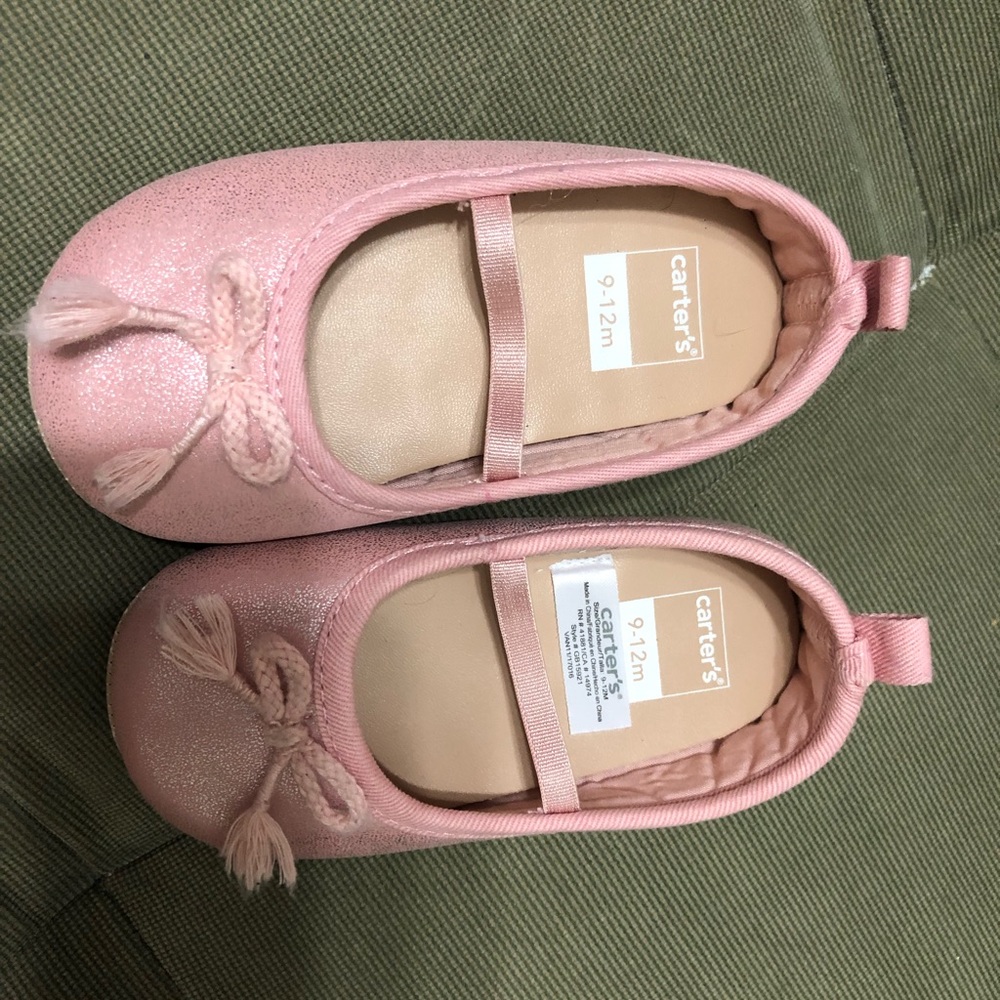 9-12 months pink ballet style shoes